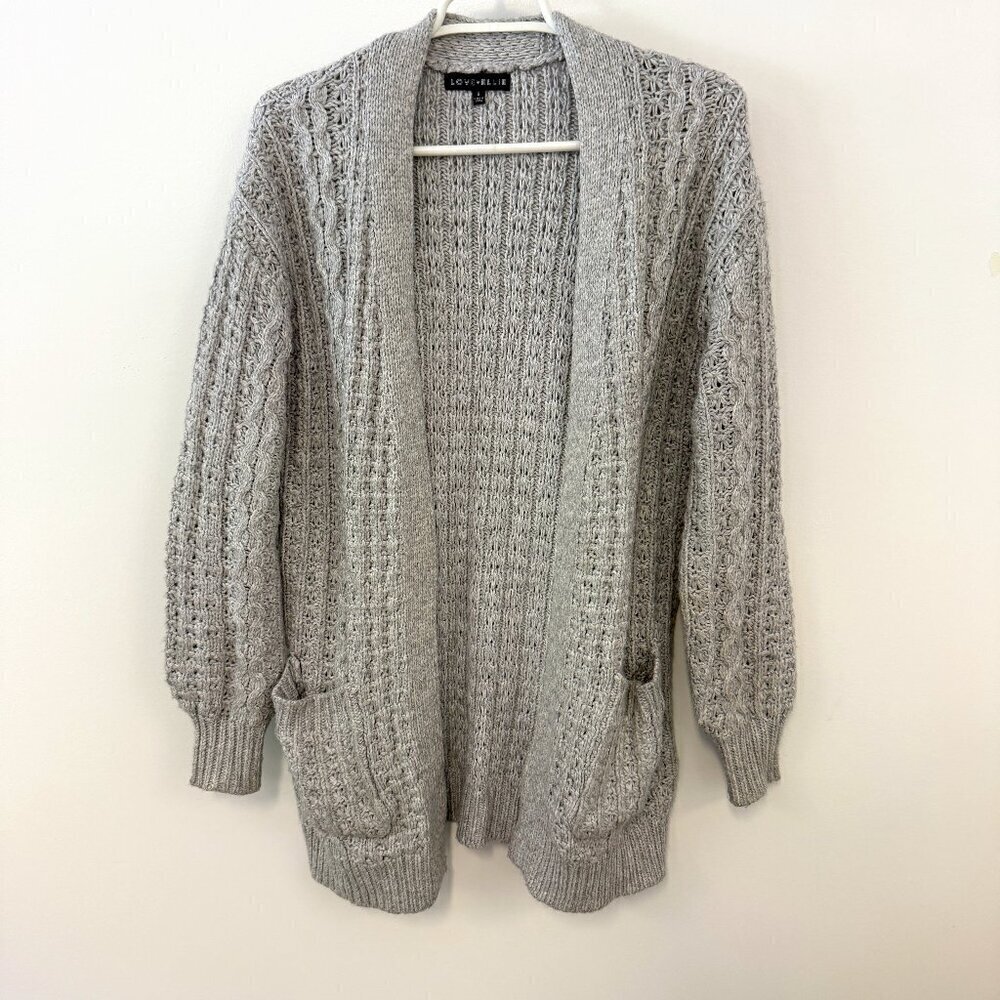 Love Ellie Gray Silva Recycled Long Sleeve Chunky Knit Cardigan Sweater - Picture 2 of 6
